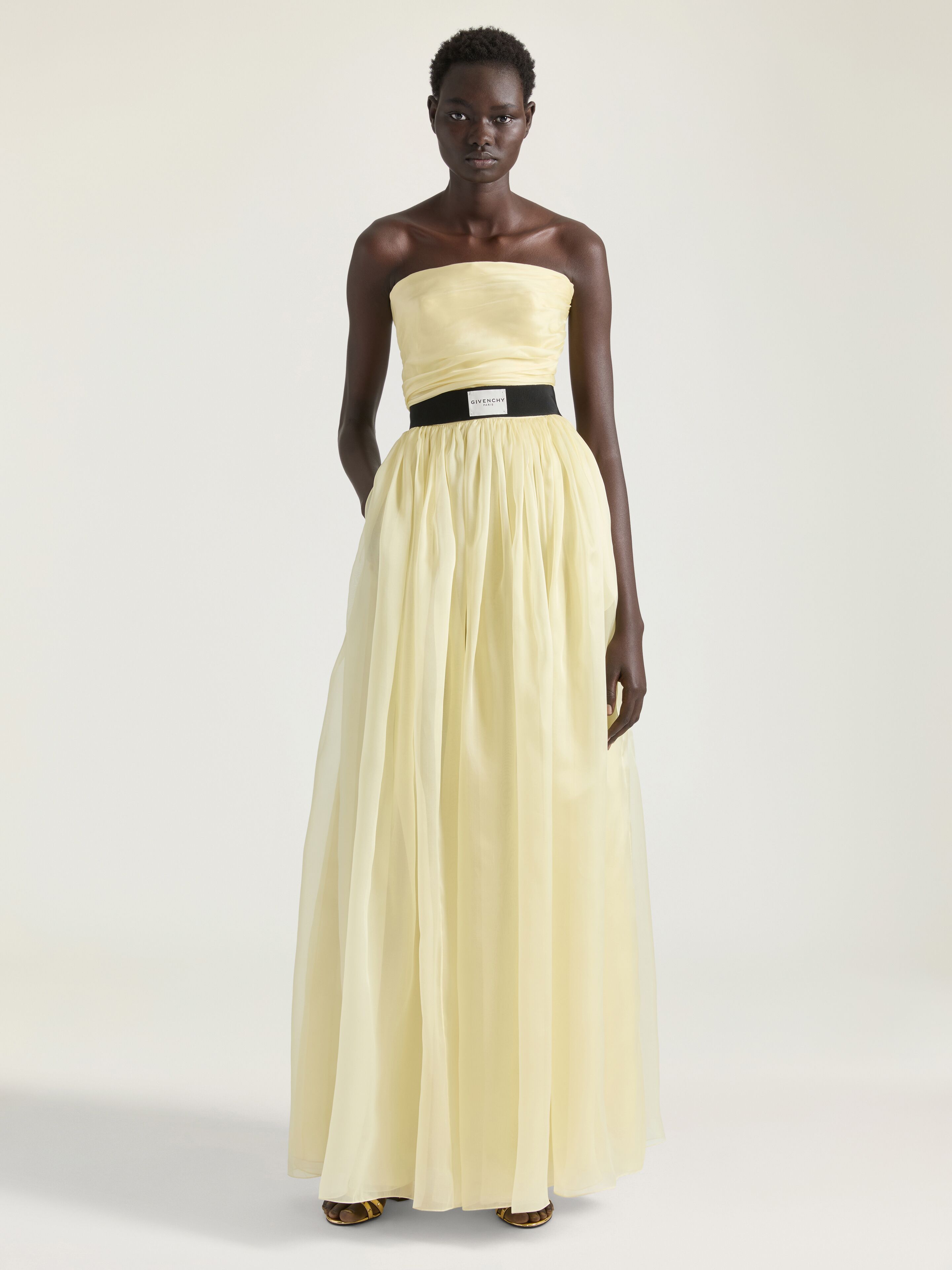 Bustier evening dress in organza